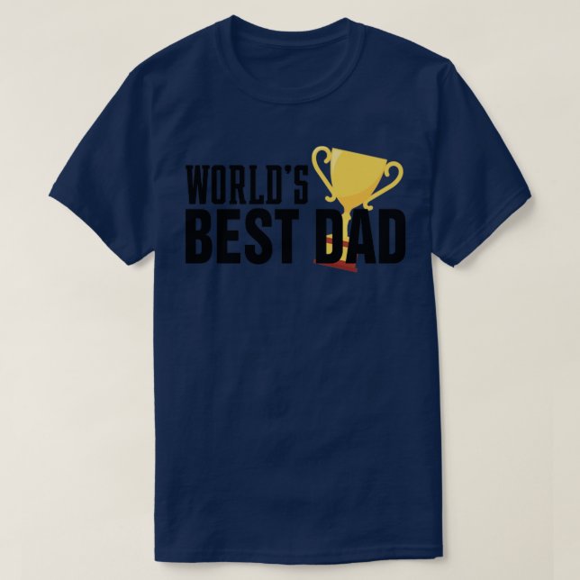Simple Worlds Best Dad Typography with Trophy T-Shirt (Design Front)