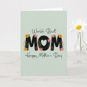 Simple World's Best Mom Mother's Day Calligraphy   Card