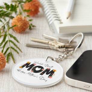 Simple World's Best Mom Mother's Day Calligraphy   Keychain