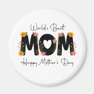Simple World's Best Mom Mother's Day Calligraphy Magnet