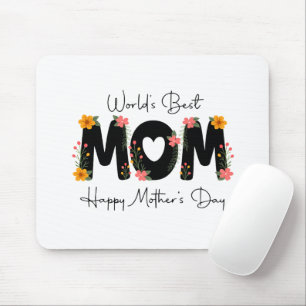 Simple World's Best Mom Mother's Day Calligraphy Mouse Pad