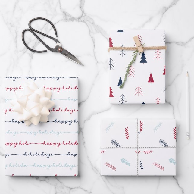 Simple Wrapping Paper Flat Sheet Set of 3 (Front)