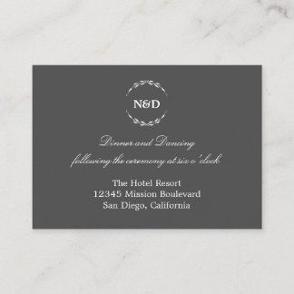 Simple wreath charcoal wedding reception enclosure card