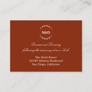 Simple wreath red wedding reception enclosure card