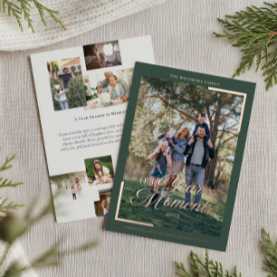 Simple Year in Moments Family Photo Christmas  Foil Holiday Card