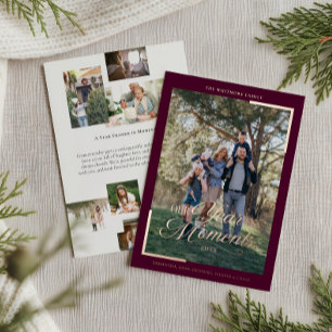 Simple Year in Moments Family Photo Christmas  Foil Holiday Card