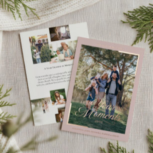 Simple Year in Moments Family Photo Christmas Foil Holiday Card