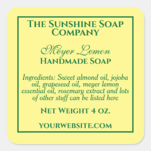Simple Yellow and Green Soap and Cosmetics Label 
