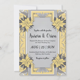 simple yellow and grey wedding invitations
