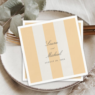 Simple Yellow and White Cabana Stripes Wedding Napkin