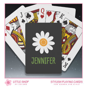 Simple Yellow and White Daisy Customizable Playing Cards