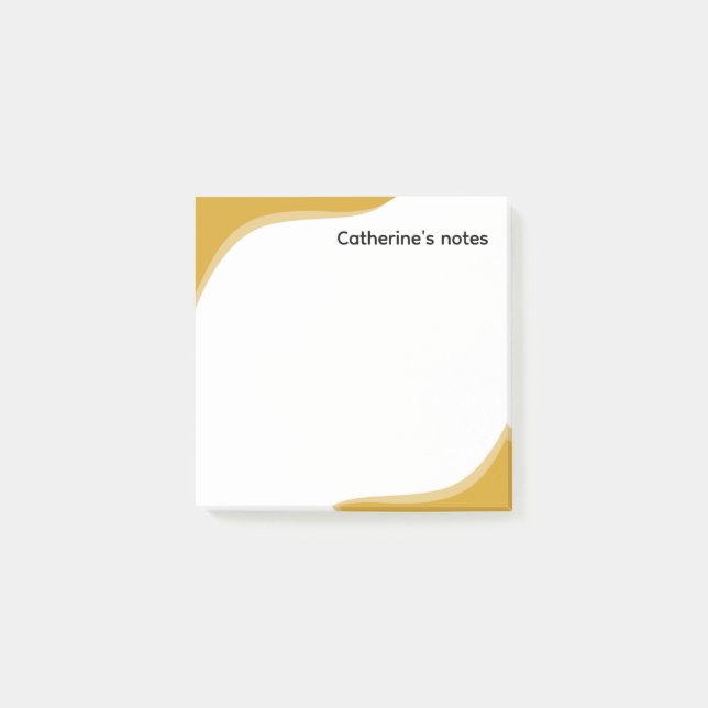 Simple yellow & black waves customizable post-it notes (Front)