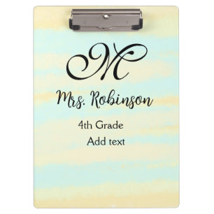 simple yellow blue watercolor teacher appreciation clipboard