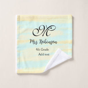 simple yellow blue watercolor teacher appreciation wash cloth