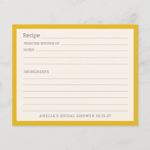 Simple Yellow Border Personalized Recipe Card