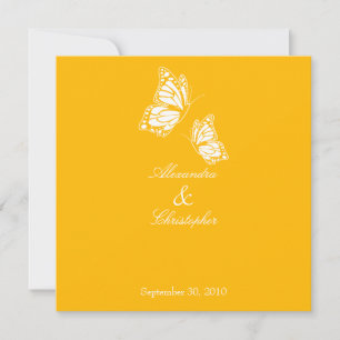 Simple Yellow Butterflies Wedding Announcement