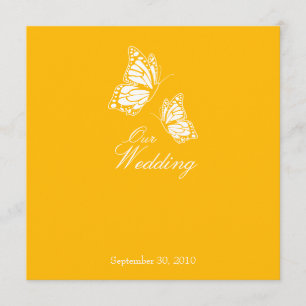 Simple Yellow Butterflies Wedding Announcement 2