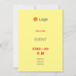 Simple Yellow Corporate Invitation<br><div class="desc">This template allows adding text,  logo and change colours.</div>