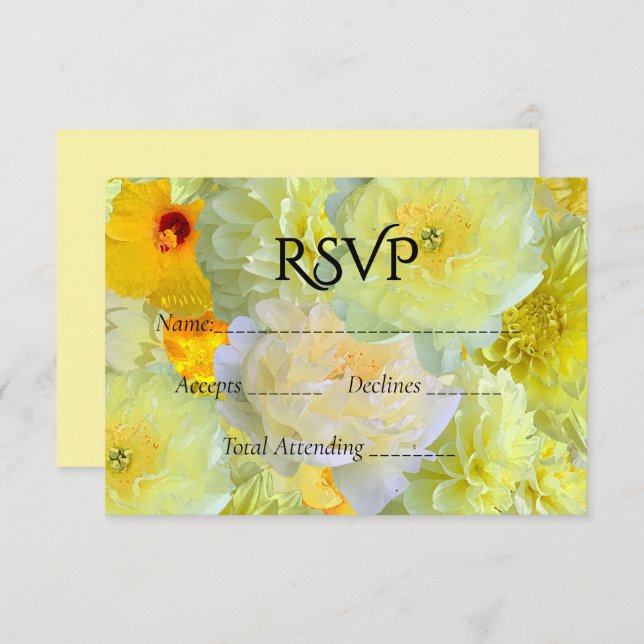 Simple Yellow Floral Wedding RSVP (Front/Back)