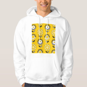 Simple Yellow Folk Floral Pattern Hoodie