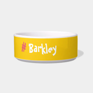 Simple Yellow Fun Cute with Peach #Name Bowl