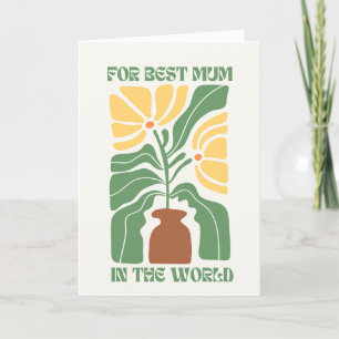 simple yellow green flower for mum flowy thank you card