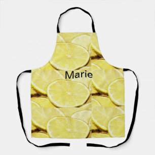 Simple yellow green lemon add name minimal custom apron