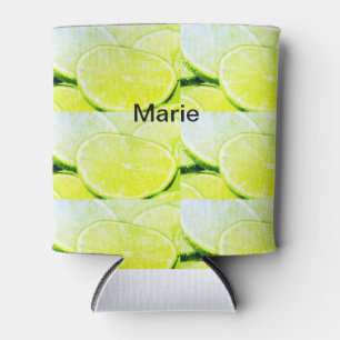 Simple yellow green lemon add name minimal custom  can cooler