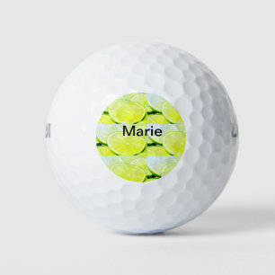 Simple yellow green lemon add name minimal custom golf balls