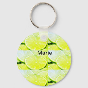 Simple yellow green lemon add name minimal custom keychain