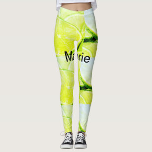 Simple yellow green lemon add name minimal custom leggings