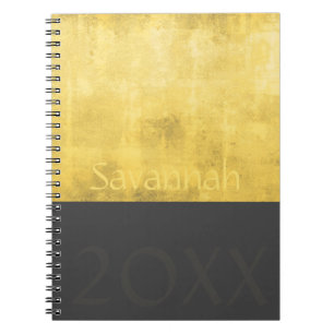 Simple Yellow Grey Abstract Your Name Notebook