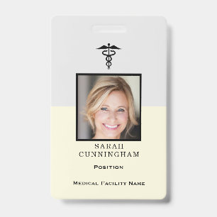 Simple Yellow & Grey Photo Medical ID Badge