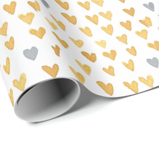 Simple Yellow Heart Watercolor Pattern Wrapping Paper