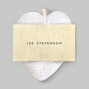 Simple, Yellow Linen Stylish Minimalist Business Card