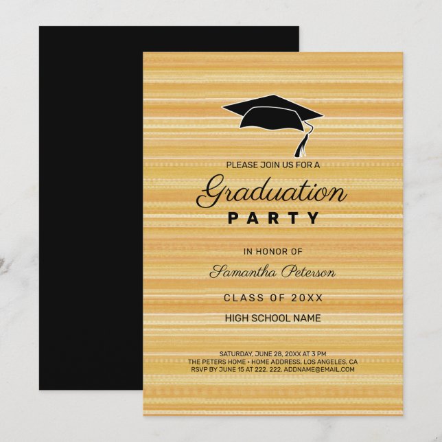 Simple Yellow Lines  Invitation (Front/Back)