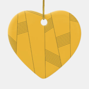 Simple, yellow, modern abstract graphic design ceramic ornament