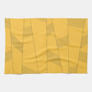 Simple, yellow, modern abstract graphic design kitchen towel