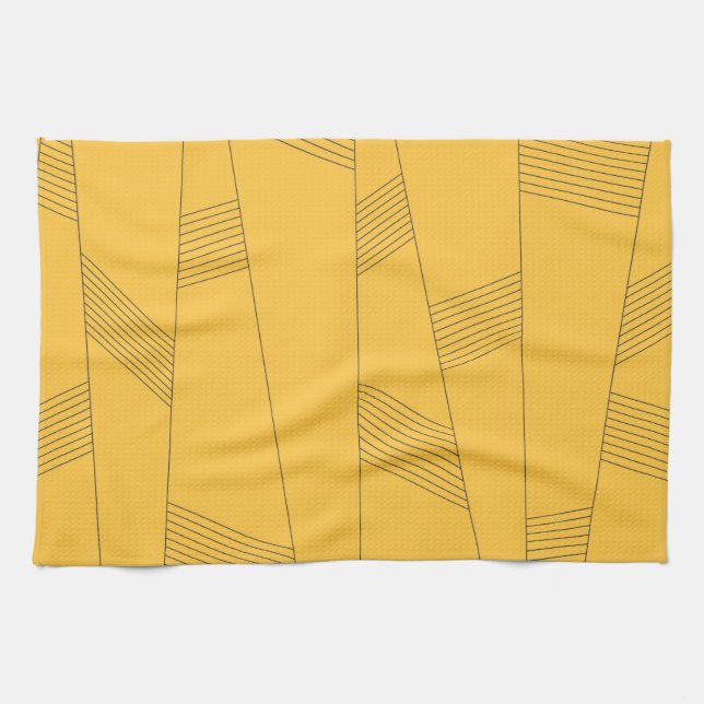 Simple, yellow, modern abstract graphic design kitchen towel (Horizontal)