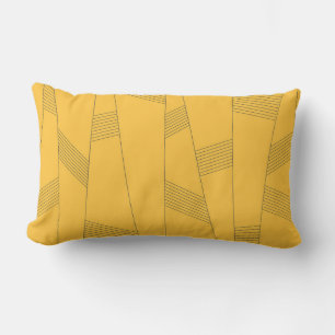Simple, yellow, modern abstract graphic design lumbar pillow