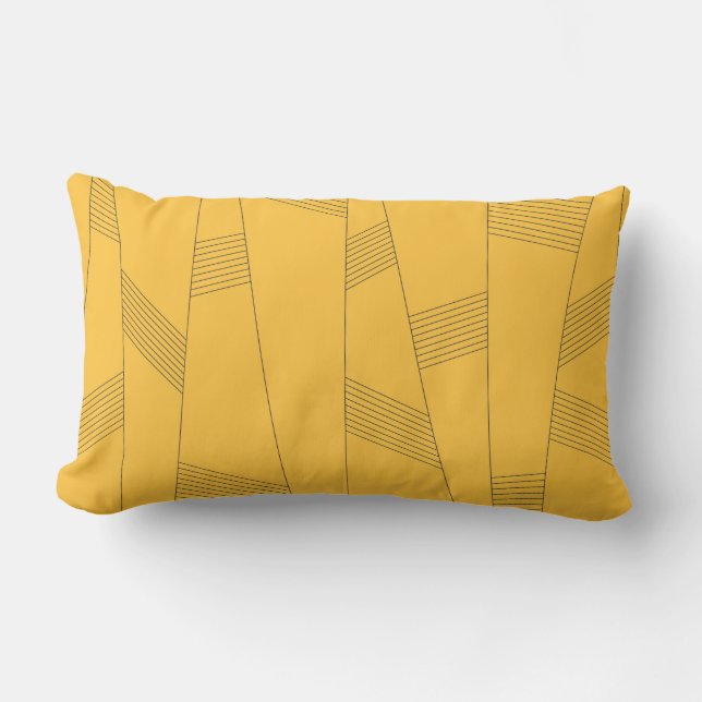 Simple, yellow, modern abstract graphic design lumbar pillow (Front)