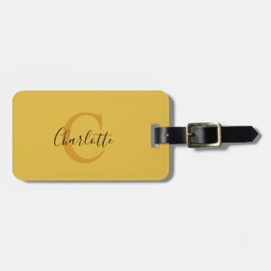 Simple Yellow Monogram Luggage Tag