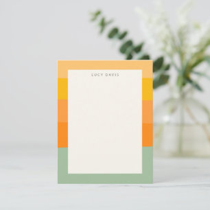 Simple Yellow Orange Modern Stripes Personalized Card