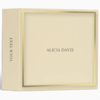 Simple Yellow Pastel Golden Frame Binder