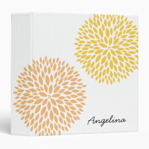 Simple Yellow Peach Flowers Binder