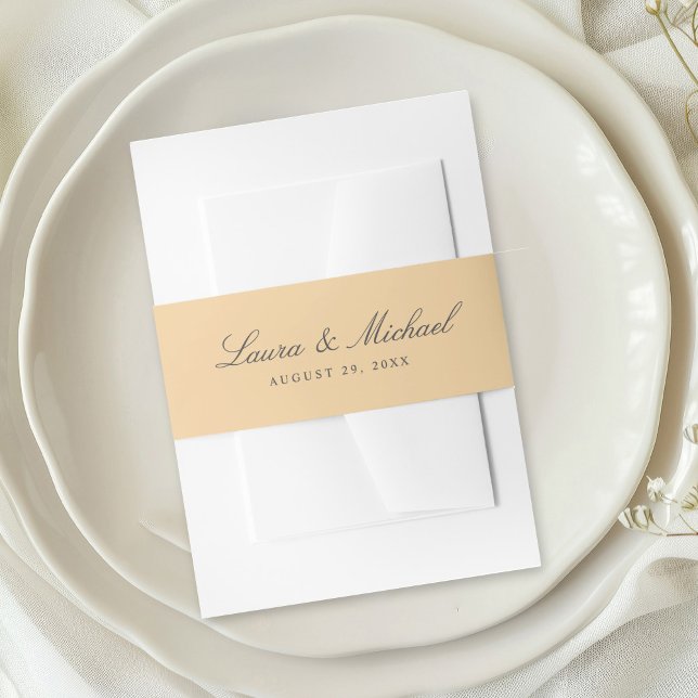 Simple Yellow Personalized Wedding Invitation Belly Band (Creator Uploaded)