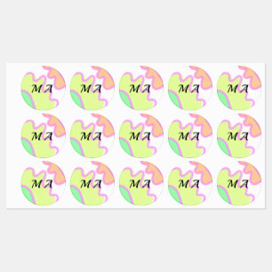 Simple yellow pink watercolor add your monogram