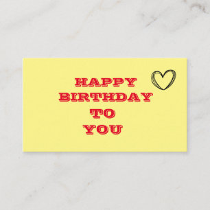 SIMPLE YELLOW RED HEART  happy birth day CARD