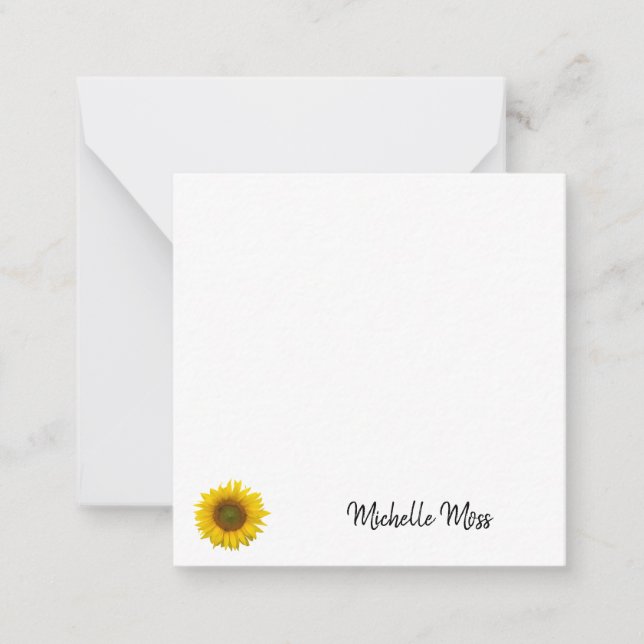 Simple Yellow Sunflower Custom Typography Card (Front)