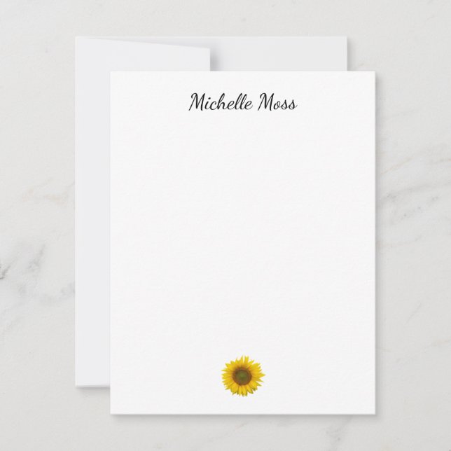 Simple Yellow Sunflower Rustic Botanical  Card (Front)
